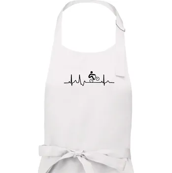 Kuchyňská zástěra EKG BMX kolo - Pánská zástěra na vaření - Univerzální velikost ( Bílá )