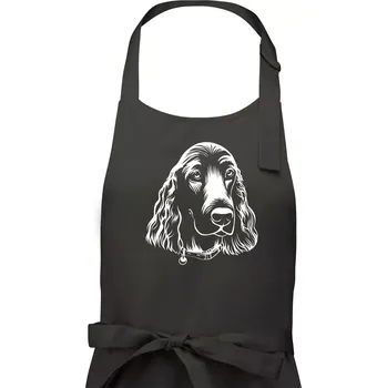 Kuchyňská zástěra Kokršpaněl - hlava kreslená - Dámská zástěra na vaření - Univerzální velikost ( Tmavá břidlice (šedá se zeleným nádechem) )