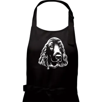 Kuchyňská zástěra Kokršpaněl - hlava kreslená - Pánská zástěra na vaření - Univerzální velikost ( Černá )