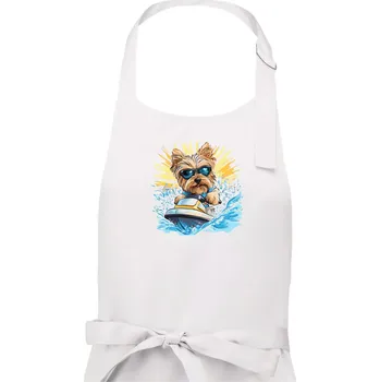 Kuchyňská zástěra Yorkšírský teriér na vodním skútru - Pánská zástěra na vaření - Univerzální velikost ( Bílá )