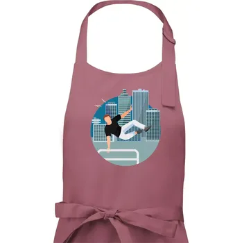 Kuchyňská zástěra Parkour ve městě - Dámská zástěra na vaření - Univerzální velikost ( Starorůžová )