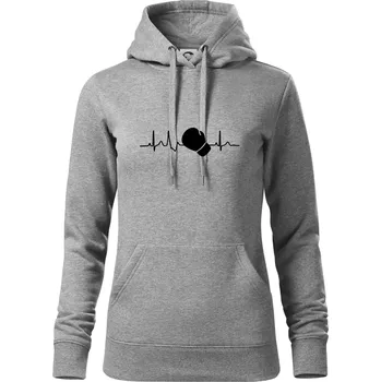 Dámská mikina EKG box rukavice - Mikina dámská Cape s kapucí - S ( Tmavě šedý melír )