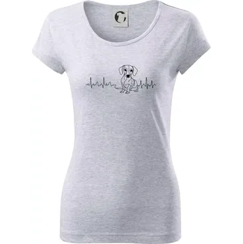 Dámské tričko EKG křivka jezevčík - Dámské triko Pure - XS ( Světlešedý Melír )