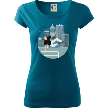 Parkour ve městě - Dámské triko Pure - L ( Petrolejová )