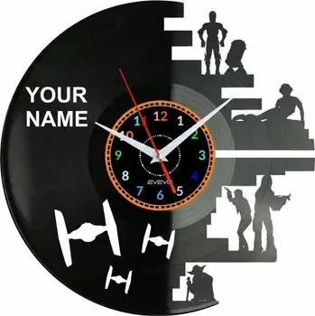 Hodiny Hvězda Smrti - Nástěnné hodiny s tvým jménem - Vinylová deska - Moderní dekorace