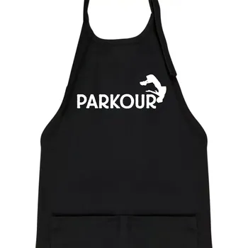 Kuchyňská zástěra Parkour - salto - Dětská zástěra na vaření - Univerzální velikost ( Černá )