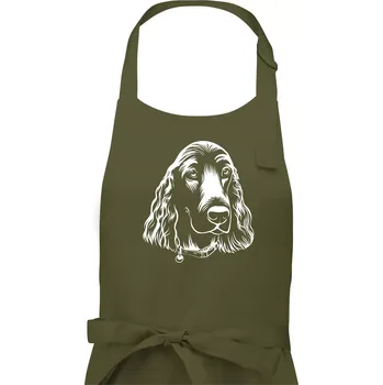 Kuchyňská zástěra Kokršpaněl - hlava kreslená - Dámská zástěra na vaření - Univerzální velikost ( Khaki )