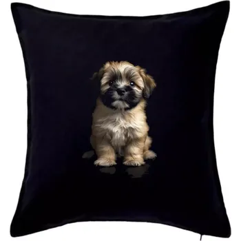 Polštář Lhasa Apso štěně černá fotka - Polštář 50x50 - 50x50 - Pouze potah ( Černá )