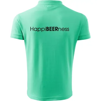 Pánská košile Pivní nápisy HappiBEERness - Polokošile pánská Pique Polo 203 - 5XL ( Mátová )