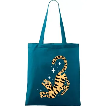 Nákupní taška Tygr s hvězdami (studio-arte.cz) - Taška bavlněná - 42 x 38 cm ( Petrolejová )