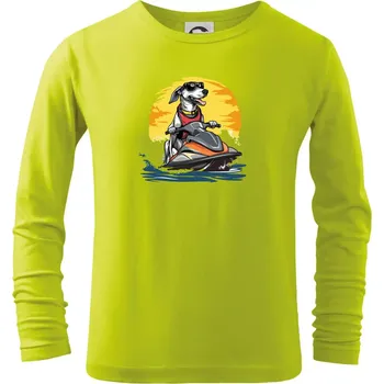 Dětská móda Chrt na vodním skútru - Triko dětské Long Sleeve - 104-110cm / 3-4 roky ( Limetková )