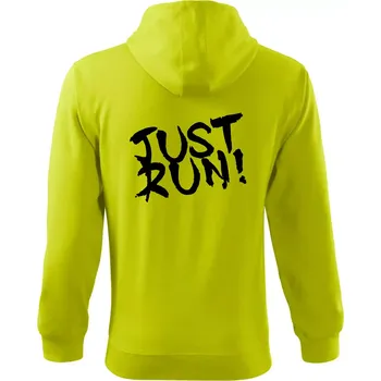 Pánská mikina Just run - Mikina s kapucí na zip trendy zipper - S ( Limetková )