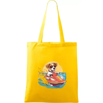 Jack russell teriér na vodním skútru - Taška bavlněná - 42 x 38 cm ( Žlutá )
