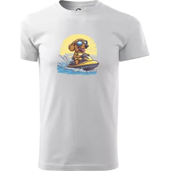 Pánské tričko Jezevčík na vodním skútru - Triko extra velké (5-8XL) - 6XL ( Bílá )