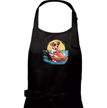 Kuchyňská zástěra Jack russell teriér na vodním skútru - Dámská zástěra na vaření - Univerzální velikost ( Černá )