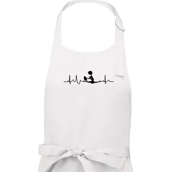 Kuchyňská zástěra EKG roztleskávačka roznožka - Pánská zástěra na vaření - Univerzální velikost ( Bílá )