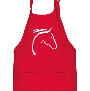 Kuchyňská zástěra Kůň - hlava silueta - Dětská zástěra na vaření - Univerzální velikost ( Červená )