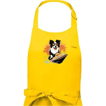 Kuchyňská zástěra Border Kolie na vodním skútru - Pánská zástěra na vaření - Univerzální velikost ( Žlutá )