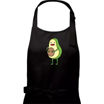 Kuchyňská zástěra Párové triko - avokádo - Dámská zástěra na vaření - Univerzální velikost ( Černá )