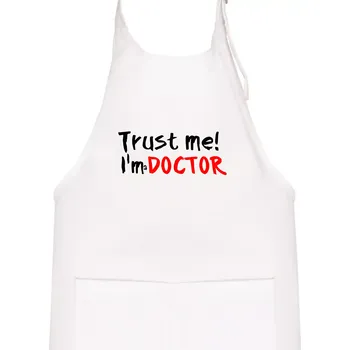 Kuchyňská zástěra Trust me I´m a Doctor / Věř mi jsem Doctor - Dětská zástěra na vaření - Univerzální velikost ( Bílá )