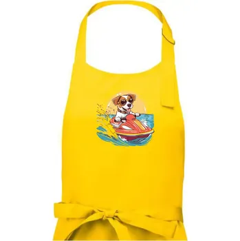 Kuchyňská zástěra Jack russell teriér na vodním skútru - Dámská zástěra na vaření - Univerzální velikost ( Žlutá )