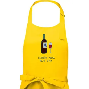 Kuchyňská zástěra Šetřím vodu piju víno (studio-arte.cz) - Dámská zástěra na vaření - Univerzální velikost ( Žlutá )