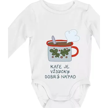 Kafe je vždycky dobrý nápad (studio-arte.cz) - Body kojenecké s dlouhým rukávem - Dlouhý r. do 3 měs ( Bílá )
