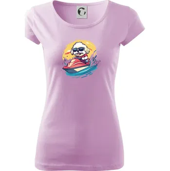 Dámské tričko Lhasa Apso na vodním skútru - Dámské triko Pure - XS ( Orchid )