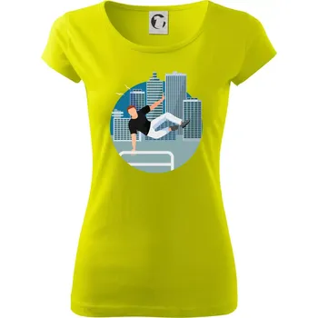 Parkour ve městě - Dámské triko Pure - L ( Limetková )