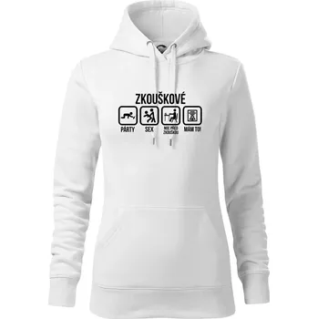 Dámská mikina Zkouškové - Mikina dámská Cape s kapucí - XS ( Bílá )