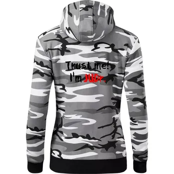 Dámská mikina Trust me I´m JUDr. / Věř mi jsem právník - Dámská mikina trendy zipper s kapucí - XS ( Šedý maskáč )