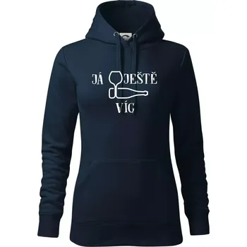 Dámská mikina Já ještě víc piju - Mikina dámská Cape s kapucí - XL ( Námořní modrá (velmi tmavá - téměř černá) )
