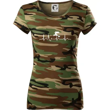 Dámské tričko EKG inline přeskok - Dámské maskáčové triko - XL ( Hnědý maskáč )