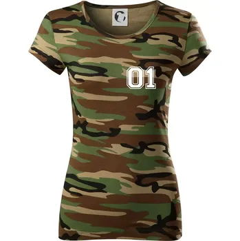 Dámské tričko King - Queen - 01 dres (černobílá) - Dámské maskáčové triko - XS ( Hnědý maskáč )