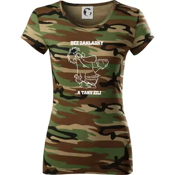 Školní triko - Bez základky - Dámské maskáčové triko - L ( Hnědý maskáč )