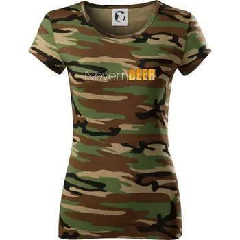 Dámské tričko Pivní měsíce - novemBEER - Dámské maskáčové triko - XS ( Hnědý maskáč )