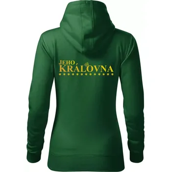 Dámská mikina Král a jeho Královna - Mikina dámská Cape s kapucí - XL ( Lahvově zelená )