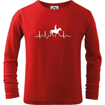 Chlapecké tričko EKG jízda na koni - Triko dětské Long Sleeve - 122 cm/6 let ( Červená )