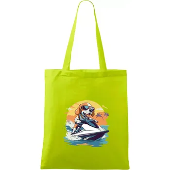 Bígl na vodním skútru - Taška bavlněná - 42 x 38 cm ( Limetková )