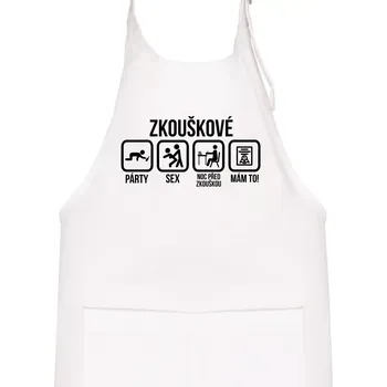 Kuchyňská zástěra Zkouškové - Dětská zástěra na vaření - Univerzální velikost ( Bílá )