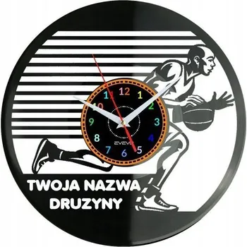 Hodiny Basketbal Nástěnné hodiny s motivem basketbalu a názvem vašeho týmu - moderní dekorace z vinylové desky