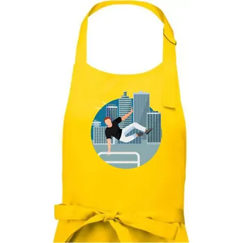 Kuchyňská zástěra Parkour ve městě - Pánská zástěra na vaření - Univerzální velikost ( Žlutá )
