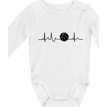 EKG basketbal míč - Body kojenecké s dlouhým rukávem - Dlouhý r. 3-6 měs ( Bílá )