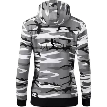 Dámská mikina EKG hod oštěpem žena - Dámská mikina trendy zipper s kapucí - S ( Šedý maskáč )
