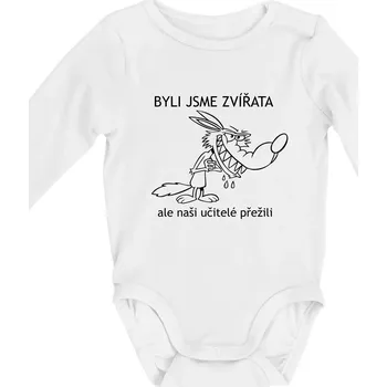 Kojenecký body Školní triko - Zvířata - Body kojenecké s dlouhým rukávem - Dlouhý r. do 3 měs ( Bílá )
