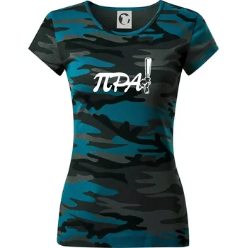 Pípa matematika - Dámské maskáčové triko - M ( Petrolejová maskáč )