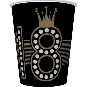 Party nádobí Kelímky 18 Narozeniny hrnky černé osmnáctka 8x