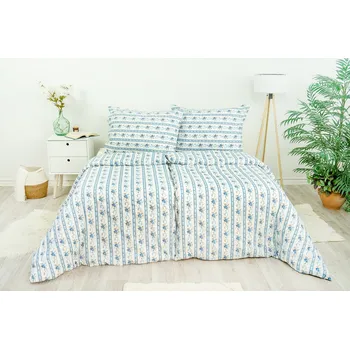 Povlečení Stanex Ložní povlečení krepové retro modré (LS249) rozměr: 90 x 70 cm, Zapínání: Zip