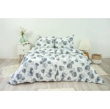 Povlečení Stanex Ložní povlečení krepové šedé listy (LS275) rozměr: 40 x 40 cm, Zapínání: Zip