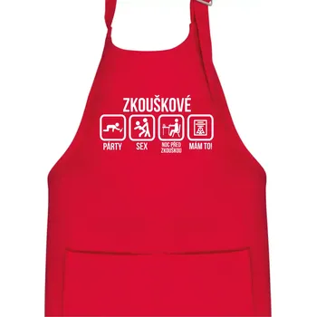 Kuchyňská zástěra Zkouškové - Dětská zástěra na vaření - Univerzální velikost ( Červená )